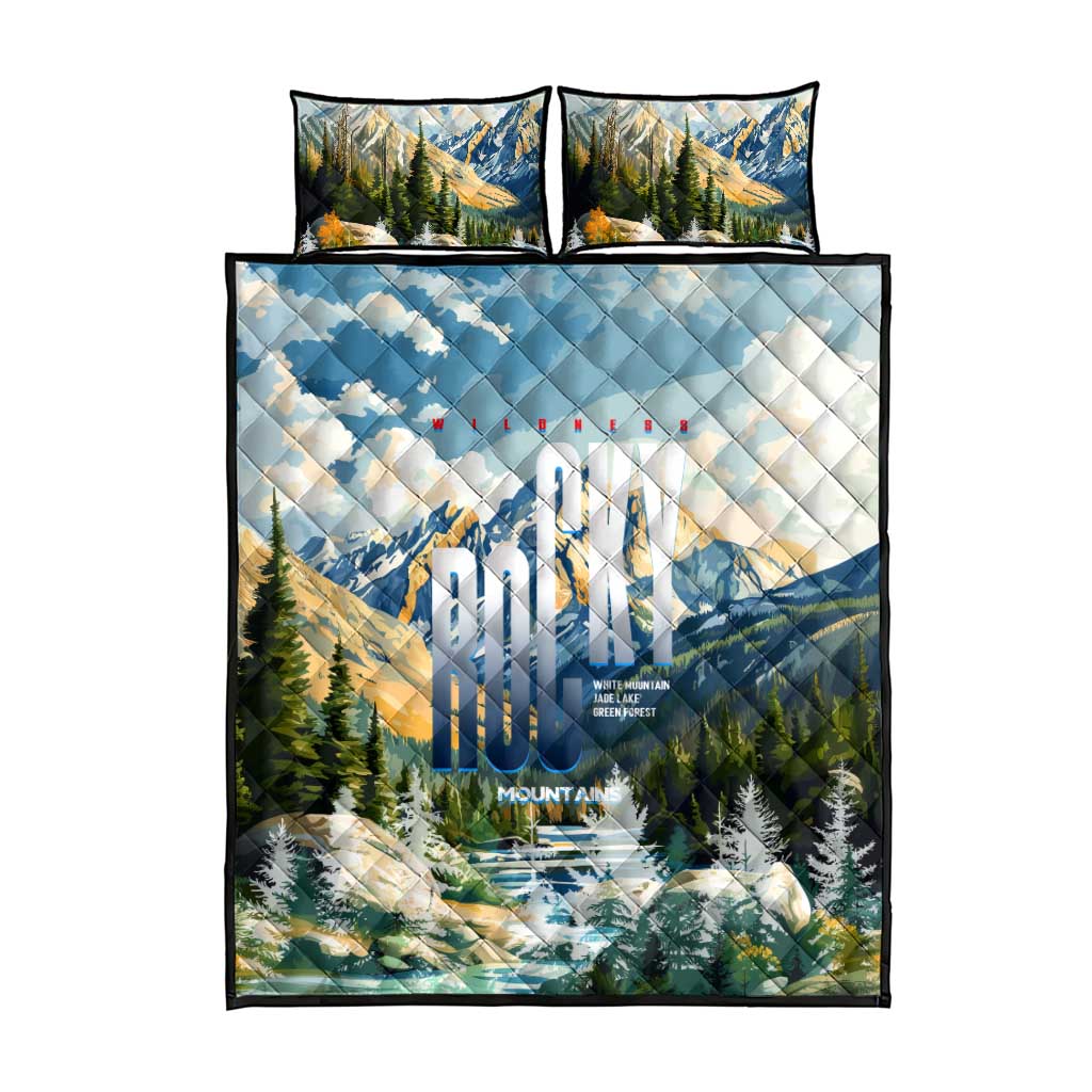 Wilderness of Rocky Mountains Quilt Bed Set