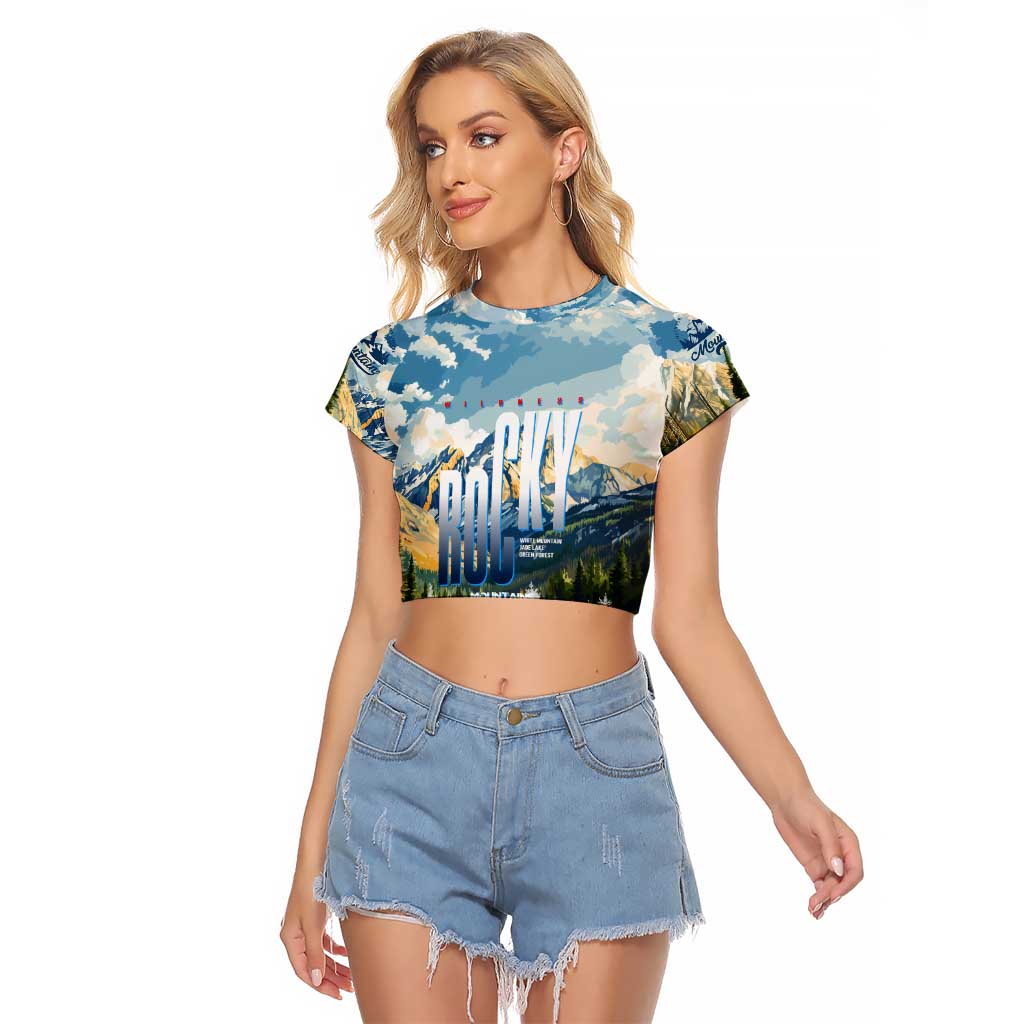 Wilderness of Rocky Mountains Raglan Cropped T Shirt