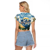 Wilderness of Rocky Mountains Raglan Cropped T Shirt