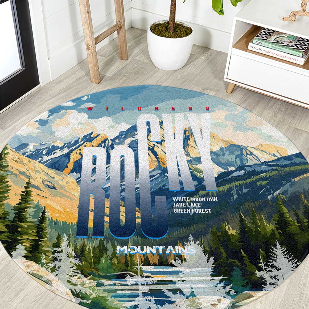 Wilderness of Rocky Mountains Round Carpet