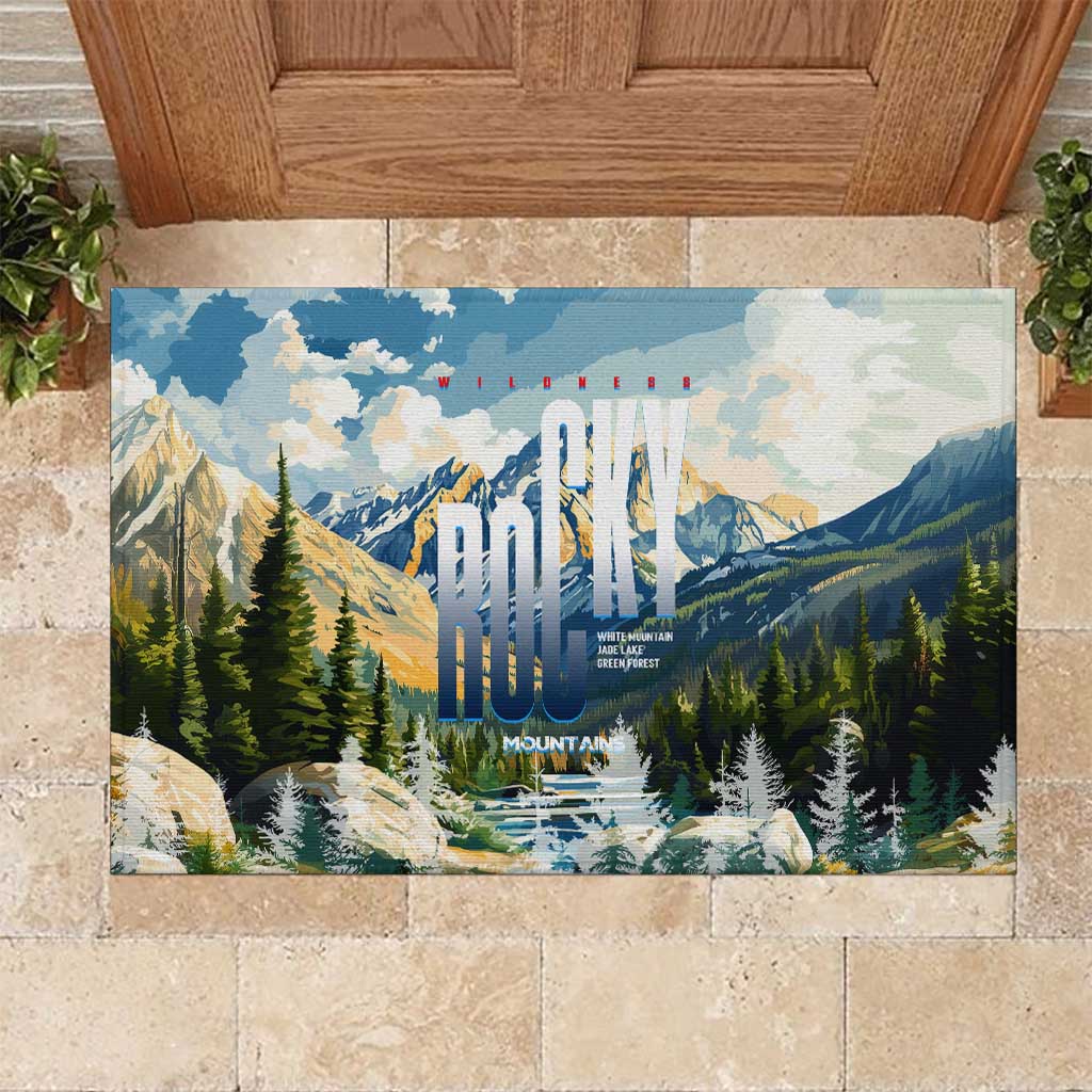 Wilderness of Rocky Mountains Rubber Doormat