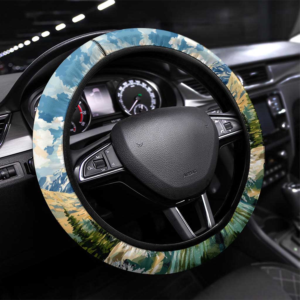 Wilderness of Rocky Mountains Steering Wheel Cover