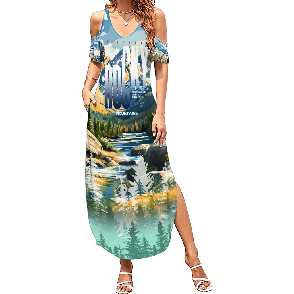 Wilderness of Rocky Mountains Summer Maxi Dress