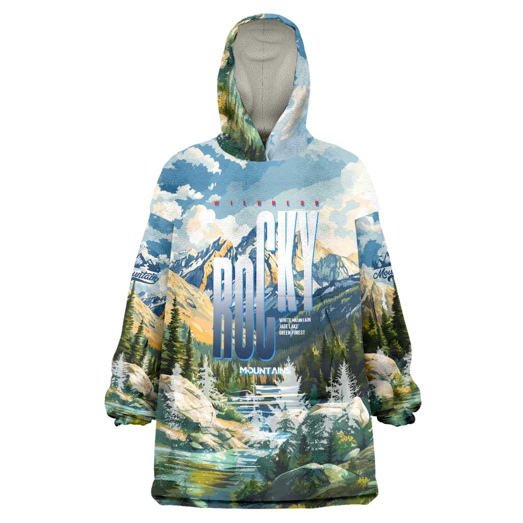 Wilderness of Rocky Mountains Wearable Blanket Hoodie