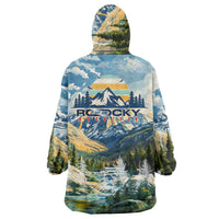 Wilderness of Rocky Mountains Wearable Blanket Hoodie
