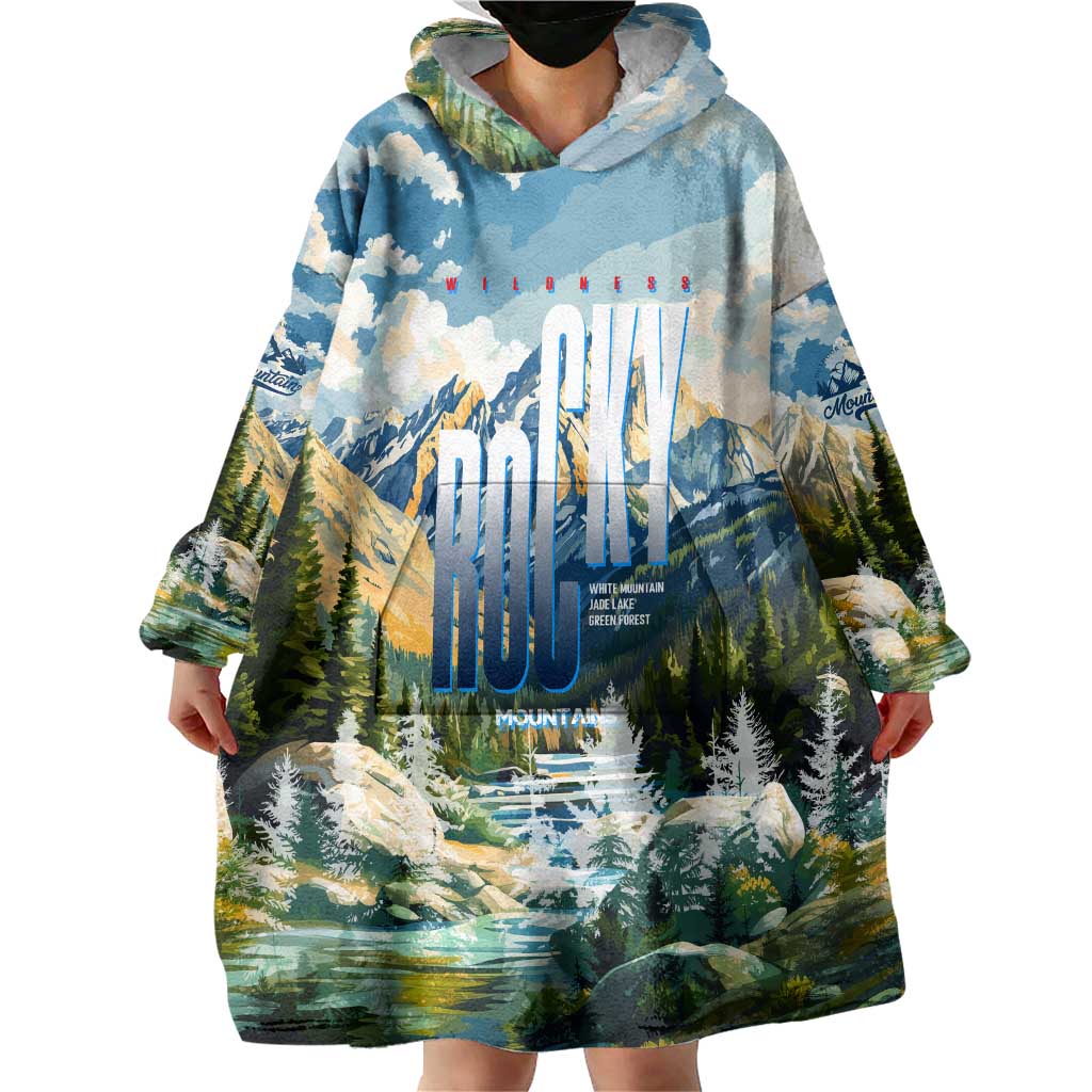 Wilderness of Rocky Mountains Wearable Blanket Hoodie