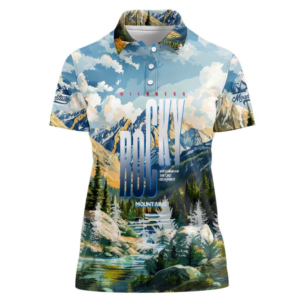 Wilderness of Rocky Mountains Women Polo Shirt
