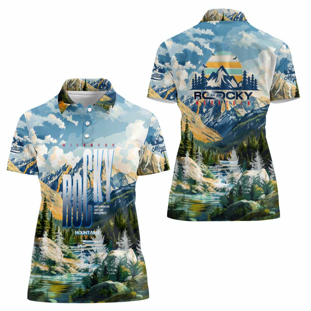 Wilderness of Rocky Mountains Women Polo Shirt