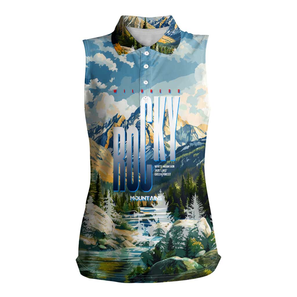 Wilderness of Rocky Mountains Women Sleeveless Polo Shirt