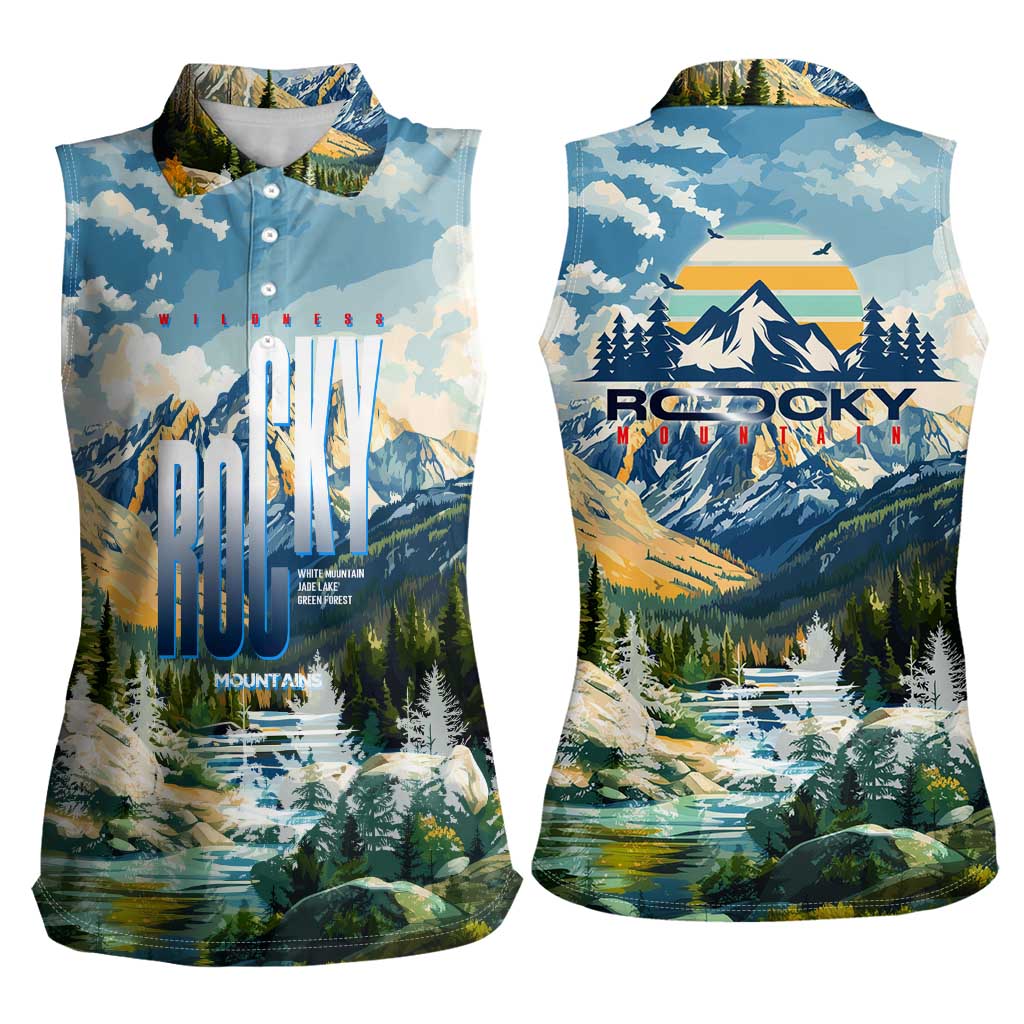 Wilderness of Rocky Mountains Women Sleeveless Polo Shirt