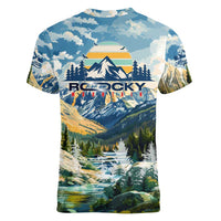 Wilderness of Rocky Mountains Women V-Neck T-Shirt
