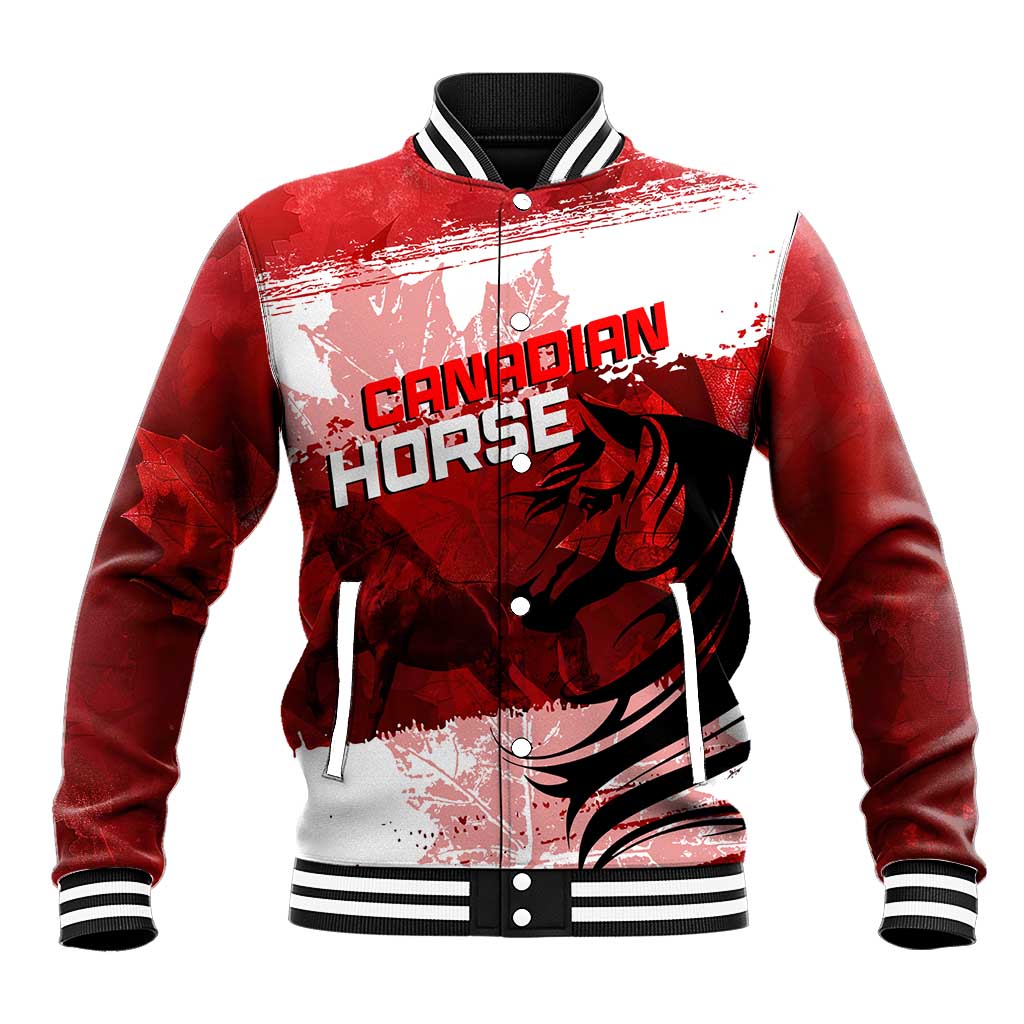 Personalized Canadian Horse Baseball Jacket Canada Maple Leaf