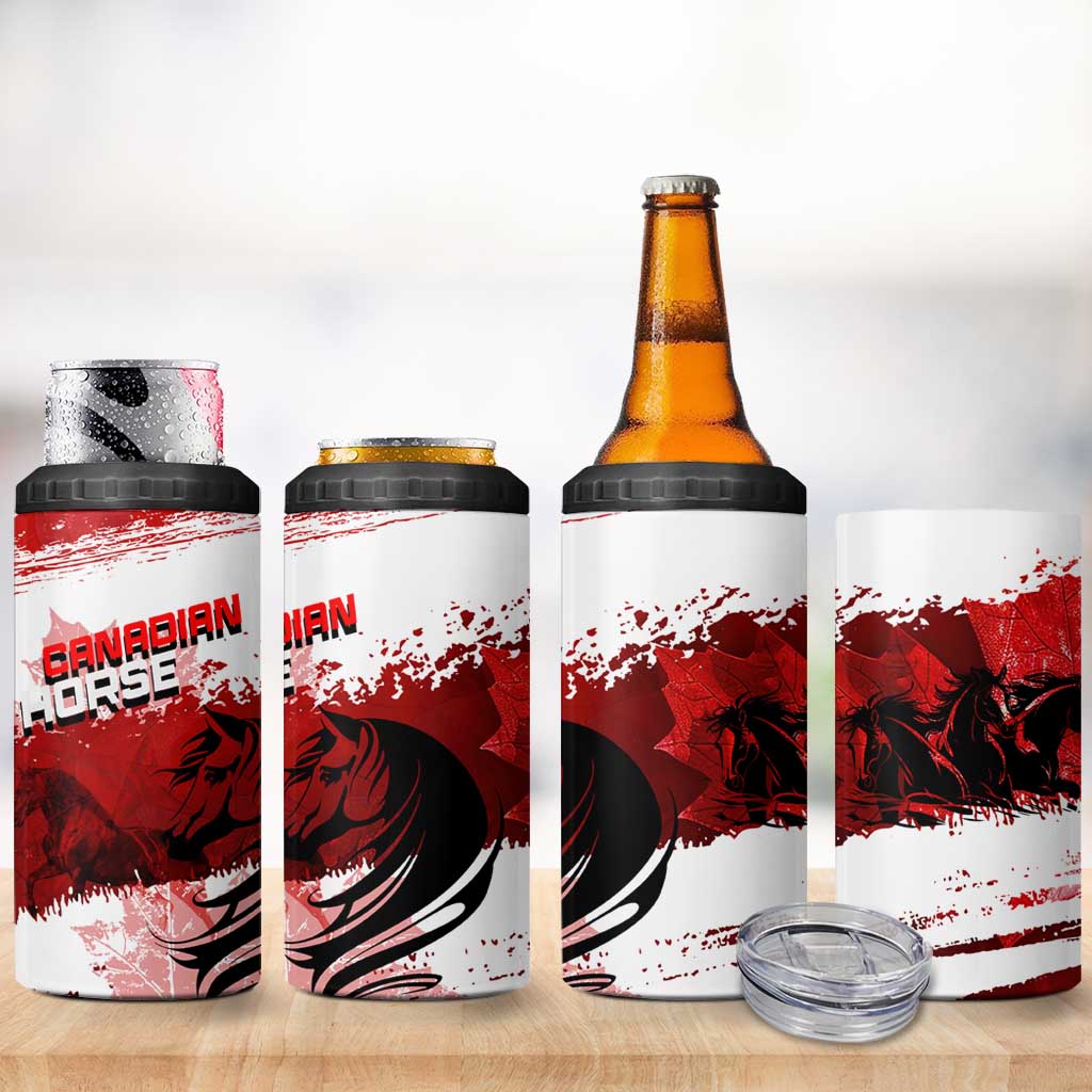 Canadian Horse 4 in 1 Can Cooler Tumbler Canada Maple Leaf