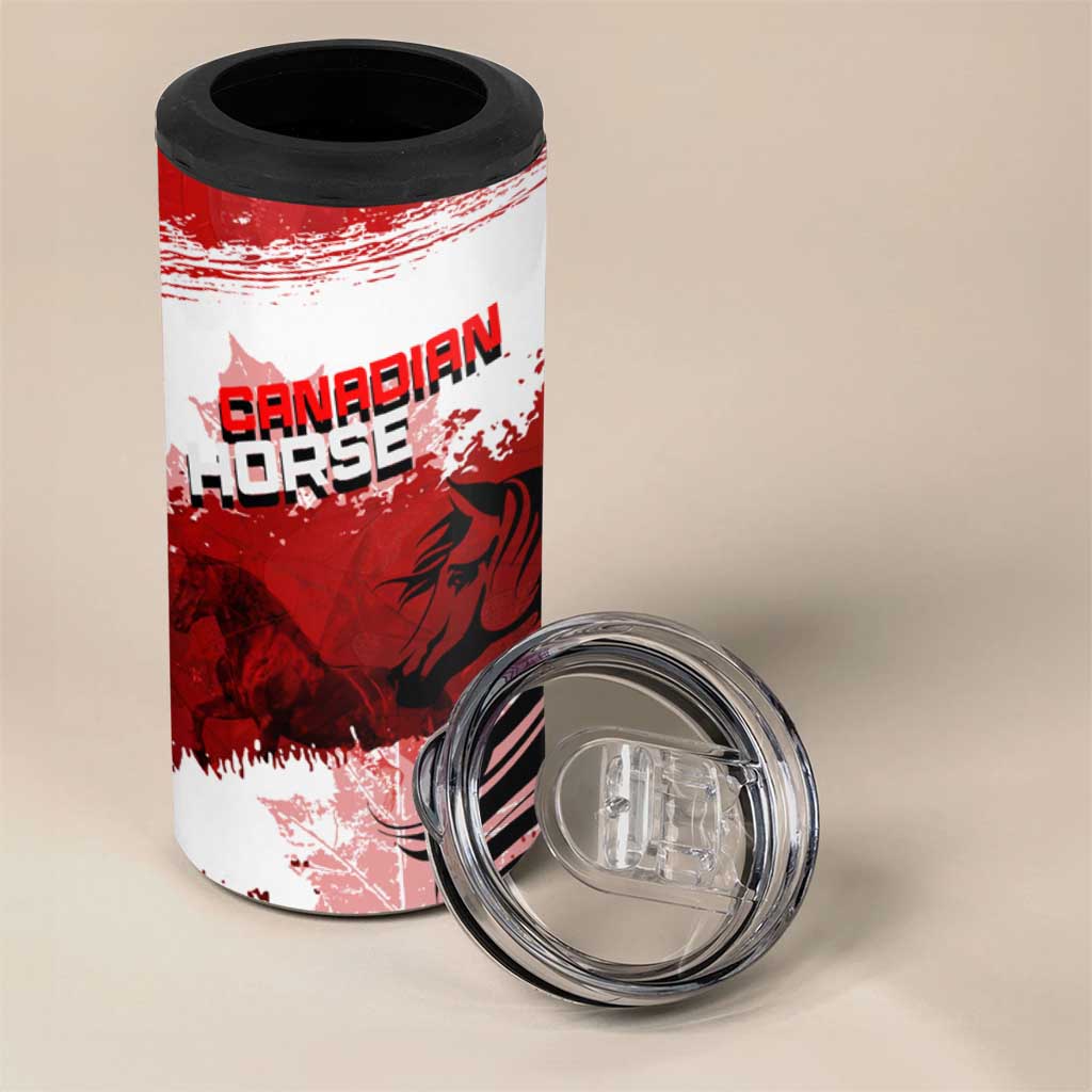 Canadian Horse 4 in 1 Can Cooler Tumbler Canada Maple Leaf