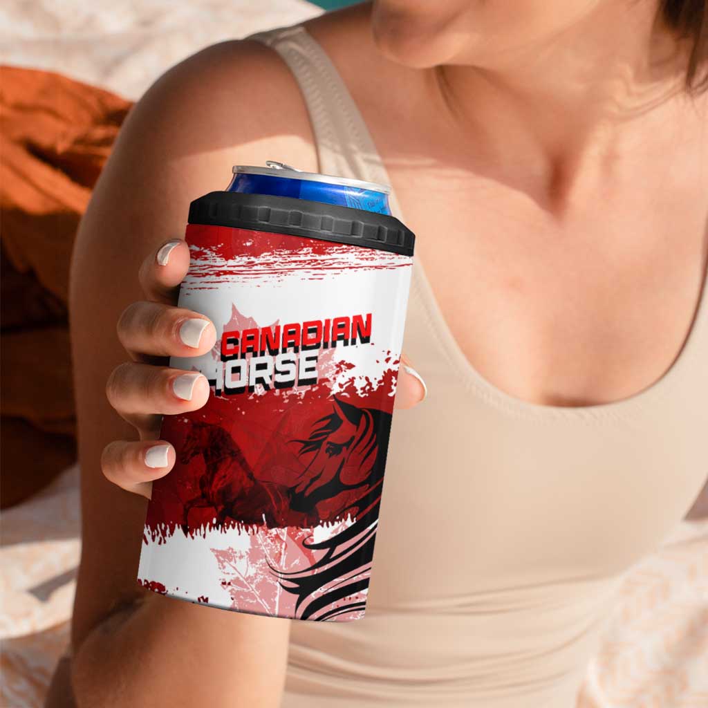 Canadian Horse 4 in 1 Can Cooler Tumbler Canada Maple Leaf