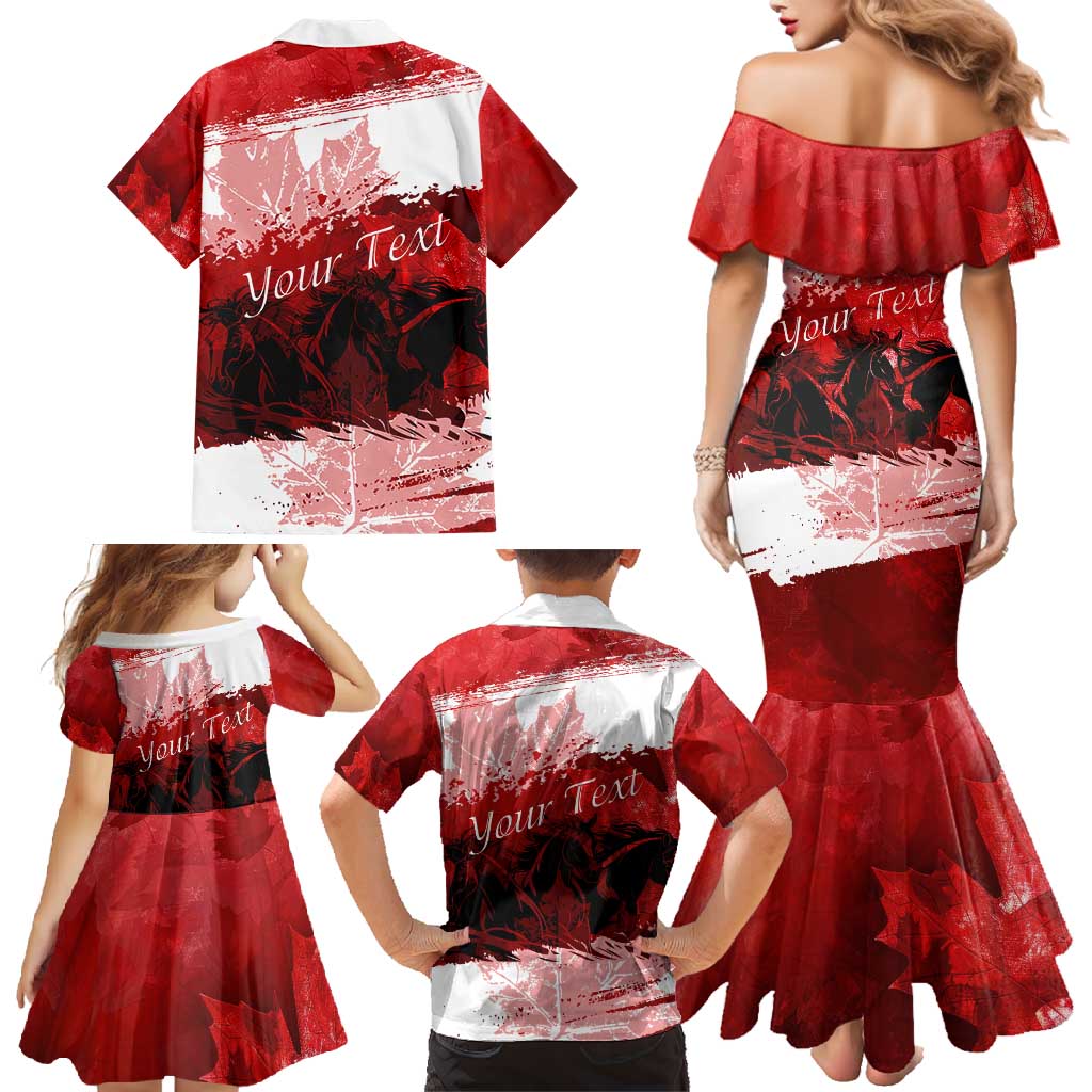Personalized Canadian Horse Family Matching Mermaid Dress and Hawaiian Shirt Canada Maple Leaf