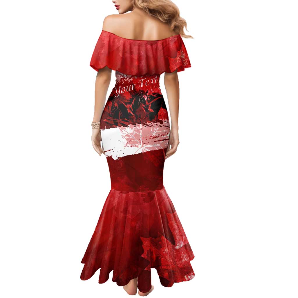 Personalized Canadian Horse Family Matching Mermaid Dress and Hawaiian Shirt Canada Maple Leaf