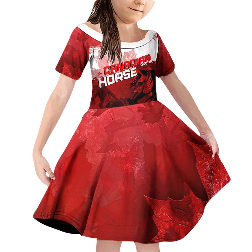 Personalized Canadian Horse Family Matching Off Shoulder Short Dress and Hawaiian Shirt Canada Maple Leaf