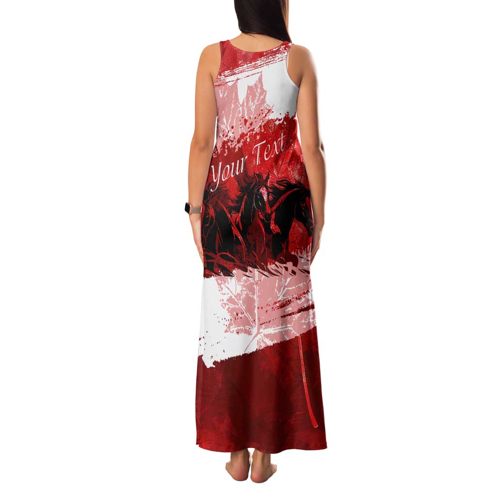Personalized Canadian Horse Family Matching Tank Maxi Dress and Hawaiian Shirt Canada Maple Leaf