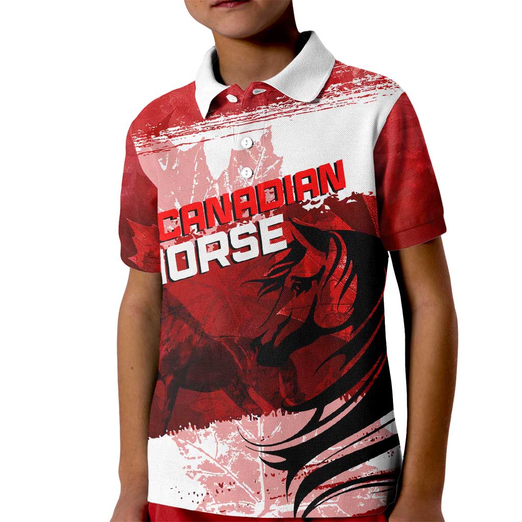 Personalized Canadian Horse Kid Polo Shirt Canada Maple Leaf