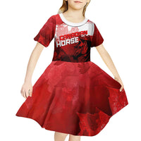 Personalized Canadian Horse Kid Short Sleeve Dress Canada Maple Leaf