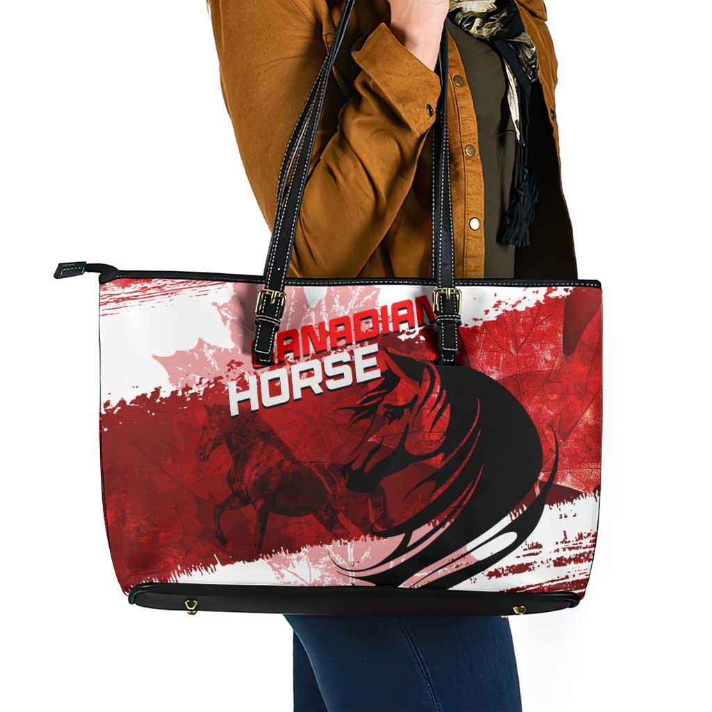 Canadian Horse Leather Tote Bag Canada Maple Leaf