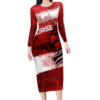 Personalized Canadian Horse Long Sleeve Bodycon Dress Canada Maple Leaf