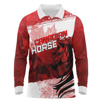 Personalized Canadian Horse Long Sleeve Polo Shirt Canada Maple Leaf