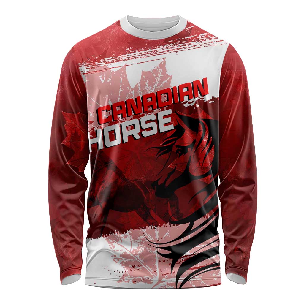 Personalized Canadian Horse Long Sleeve Shirt Canada Maple Leaf