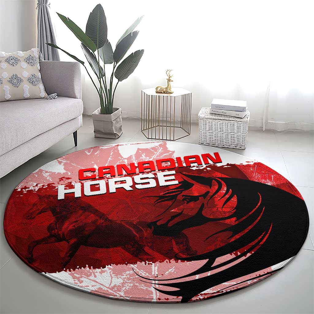 Canadian Horse Round Carpet Canada Maple Leaf