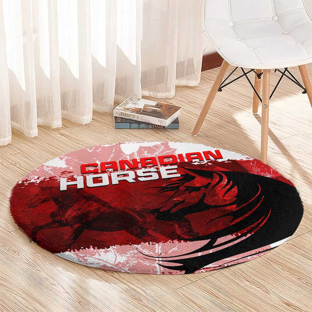 Canadian Horse Round Carpet Canada Maple Leaf