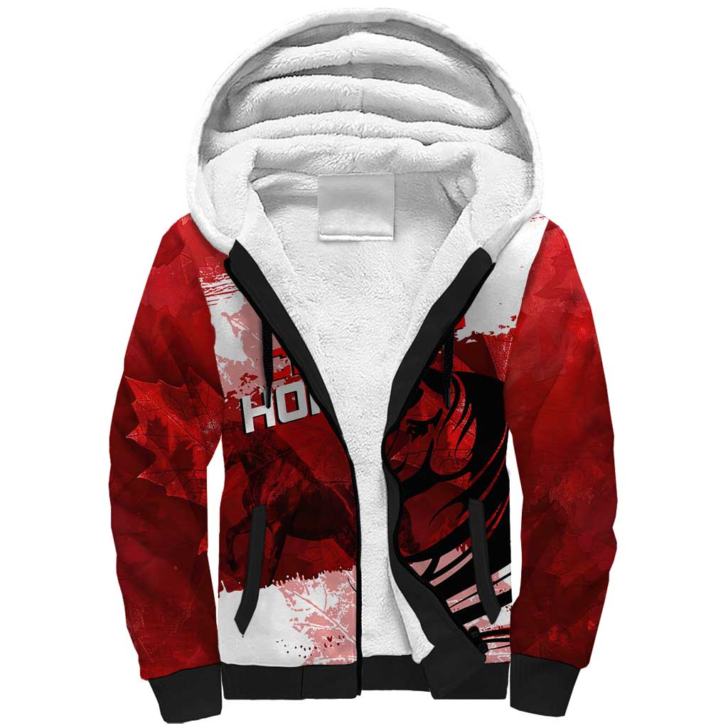 Personalized Canadian Horse Sherpa Hoodie Canada Maple Leaf
