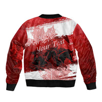 Personalized Canadian Horse Sleeve Zip Bomber Jacket Canada Maple Leaf