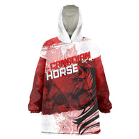 Personalized Canadian Horse Wearable Blanket Hoodie Canada Maple Leaf