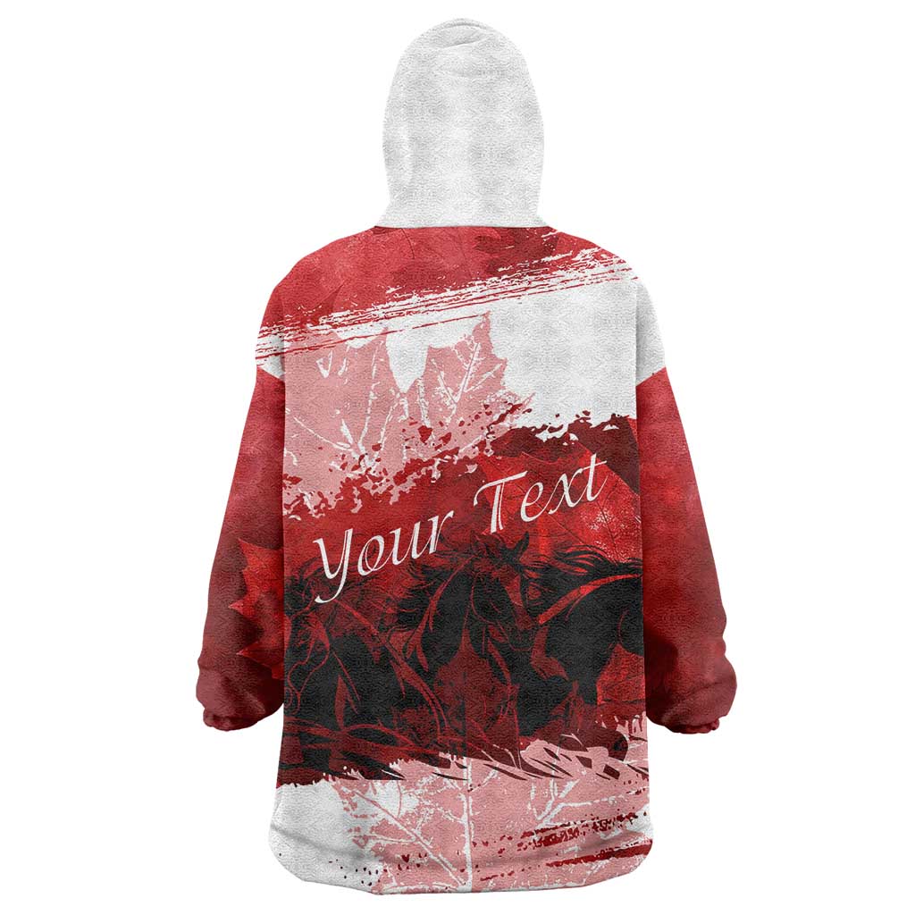Personalized Canadian Horse Wearable Blanket Hoodie Canada Maple Leaf