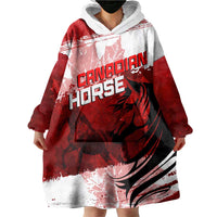 Personalized Canadian Horse Wearable Blanket Hoodie Canada Maple Leaf