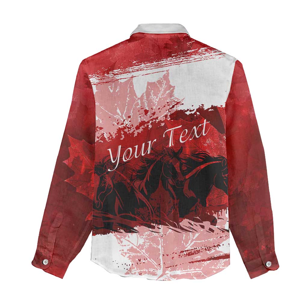 Personalized Canadian Horse Women Casual Shirt Canada Maple Leaf