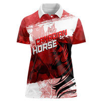 Personalized Canadian Horse Women Polo Shirt Canada Maple Leaf