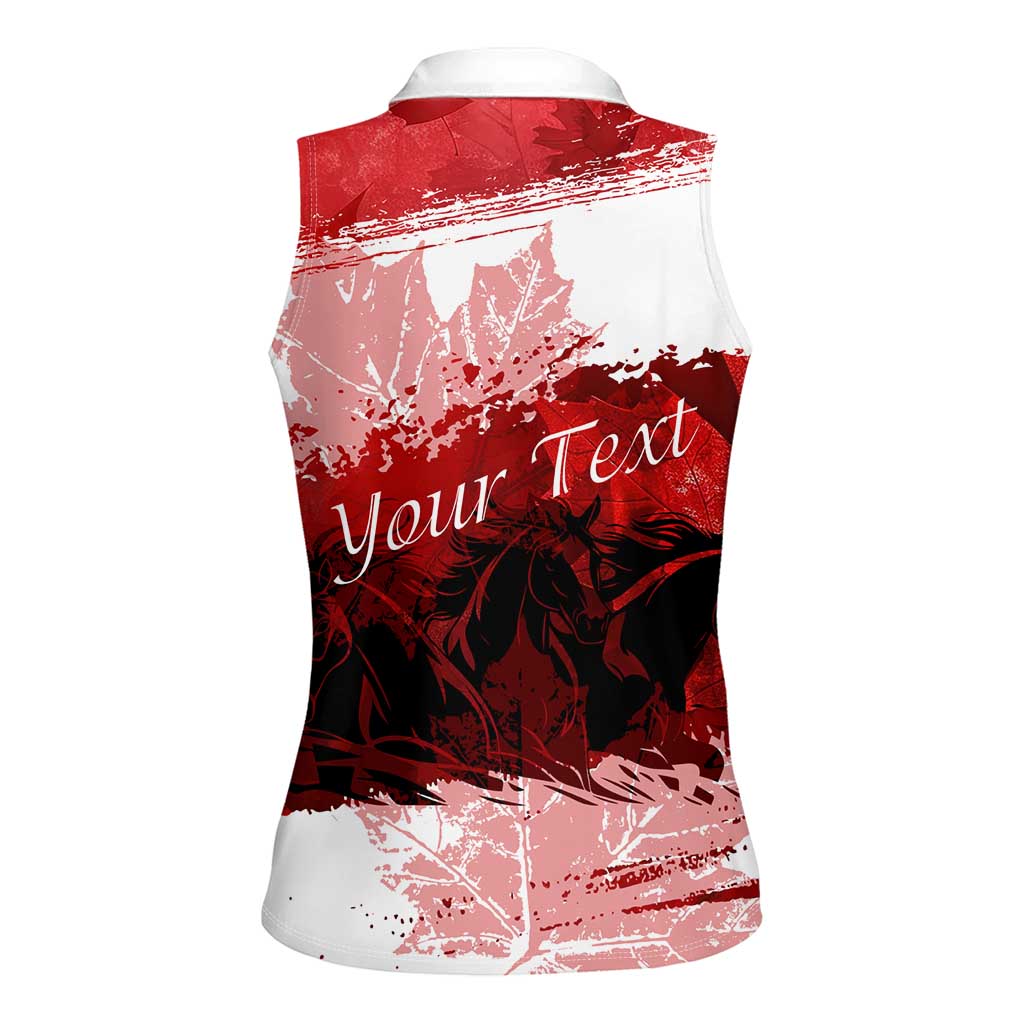 Personalized Canadian Horse Women Sleeveless Polo Shirt Canada Maple Leaf