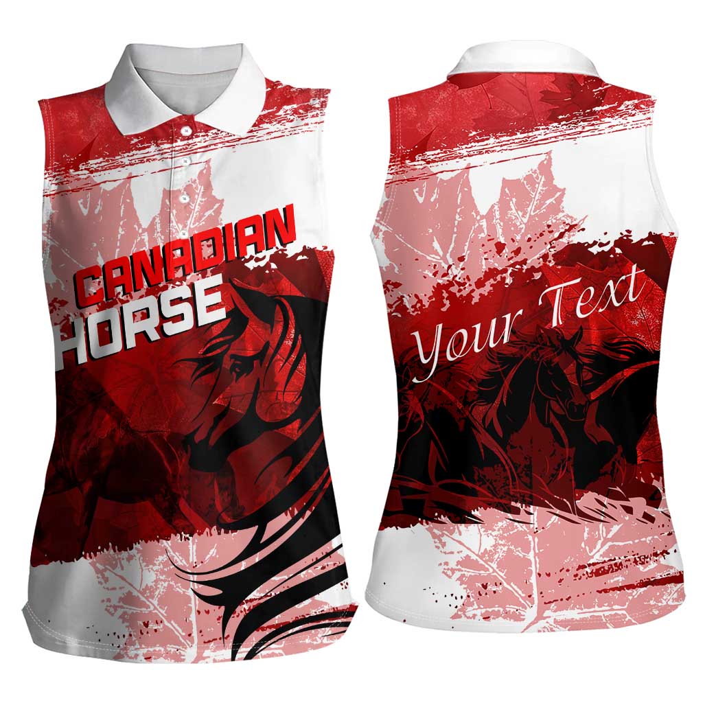 Personalized Canadian Horse Women Sleeveless Polo Shirt Canada Maple Leaf