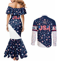 USA Hockey Couples Matching Mermaid Dress and Long Sleeve Button Shirt Summer Paris 2024