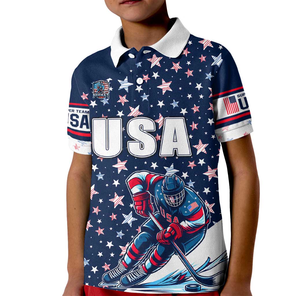 USA Hockey Kid Polo Shirt Summer Paris 2024 - Wonder Print Shop