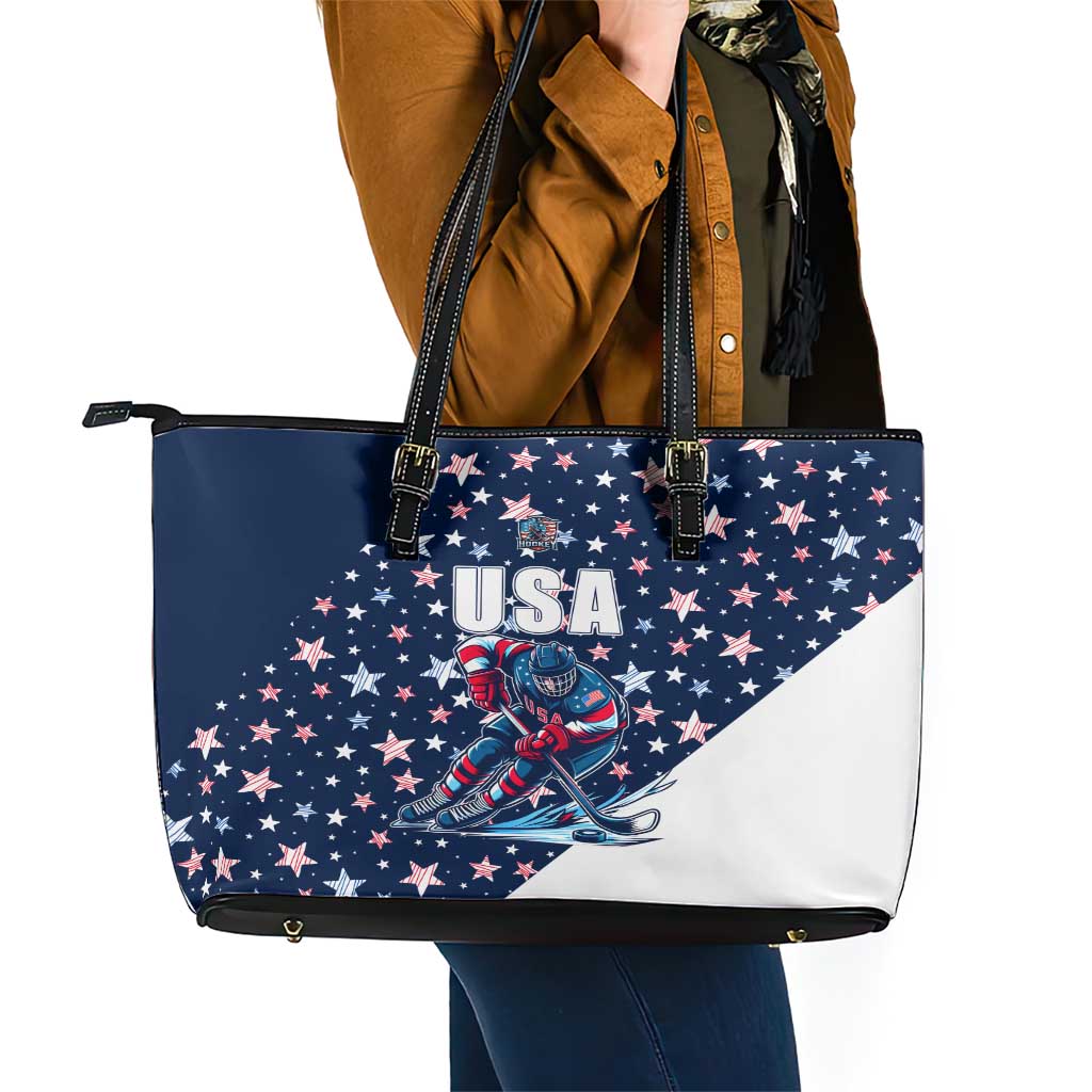 USA Hockey Leather Tote Bag Summer Paris 2024 - Wonder Print Shop