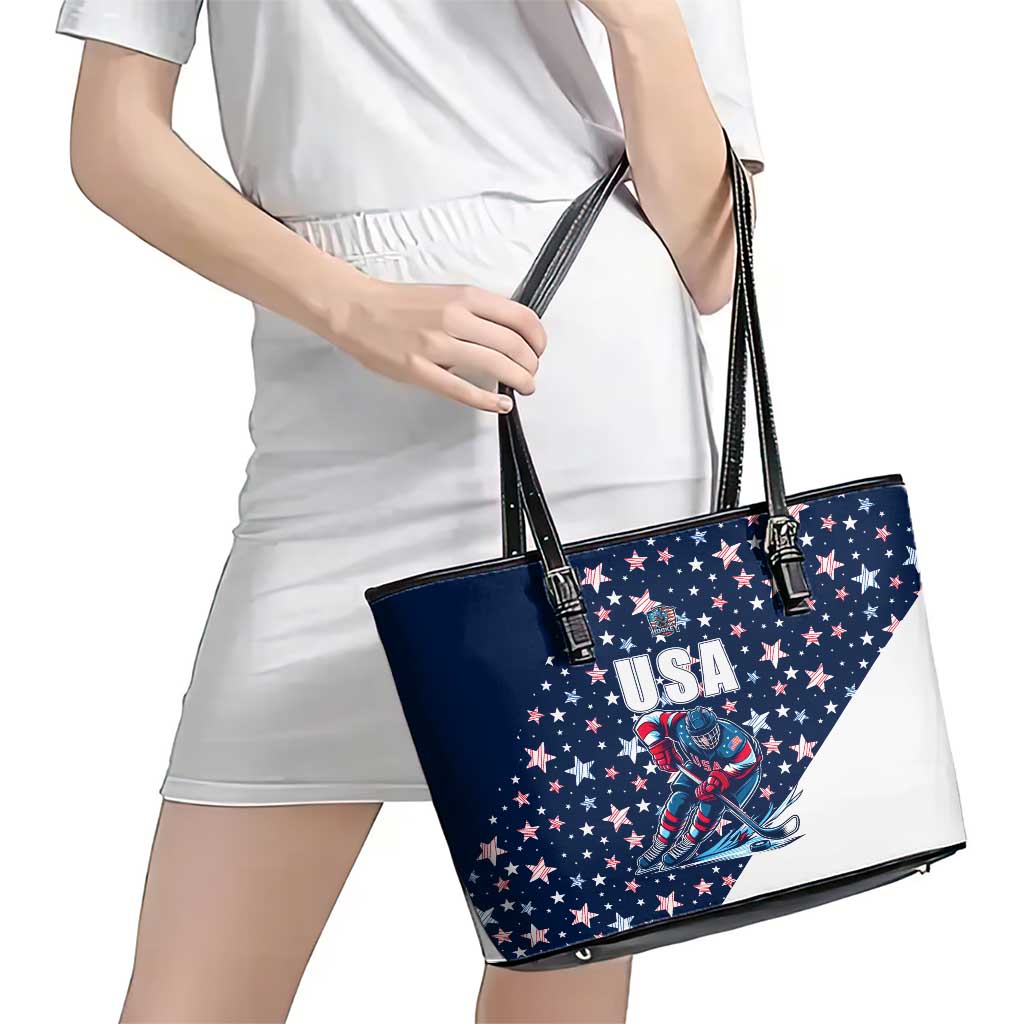 USA Hockey Leather Tote Bag Summer Paris 2024 - Wonder Print Shop