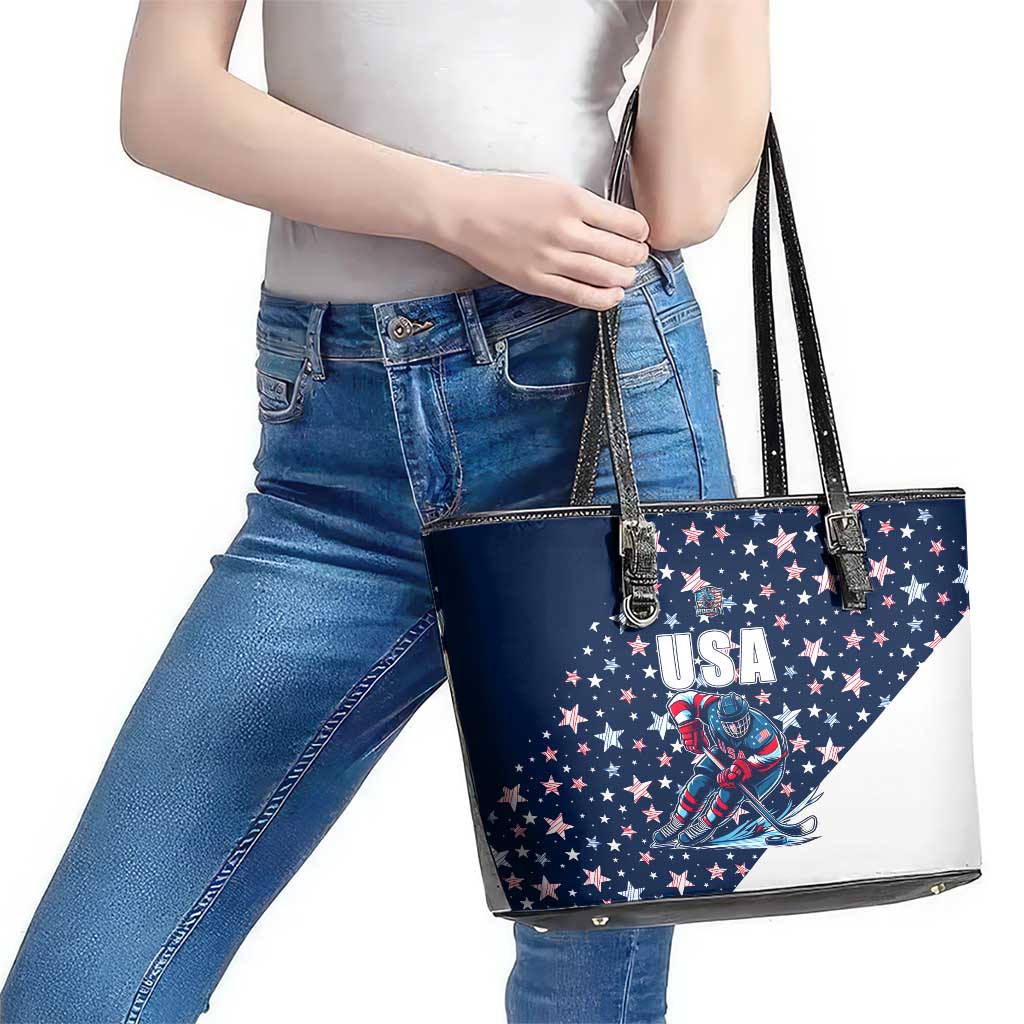 USA Hockey Leather Tote Bag Summer Paris 2024 - Wonder Print Shop