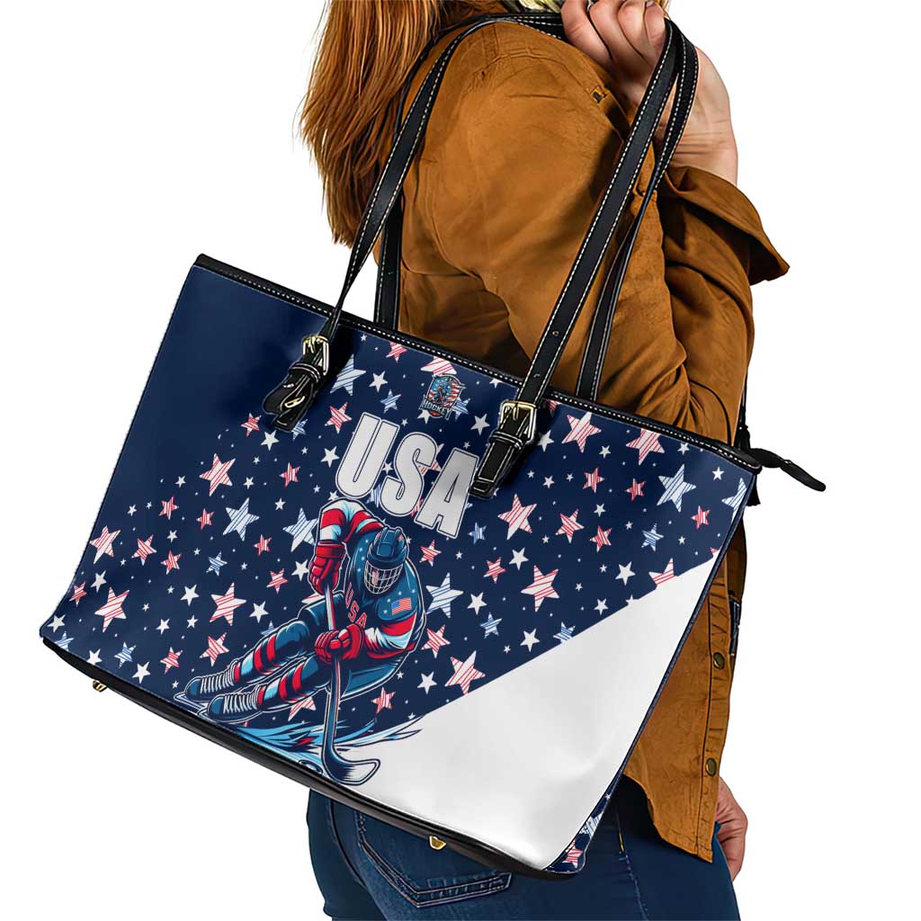 USA Hockey Leather Tote Bag Summer Paris 2024 - Wonder Print Shop