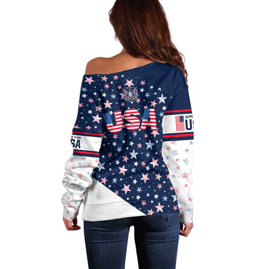 USA Hockey Off Shoulder Sweater Summer Paris 2024 - Wonder Print Shop
