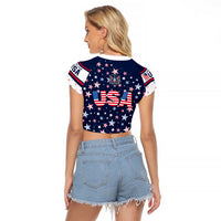 USA Hockey Raglan Cropped T Shirt Summer Paris 2024 - Wonder Print Shop