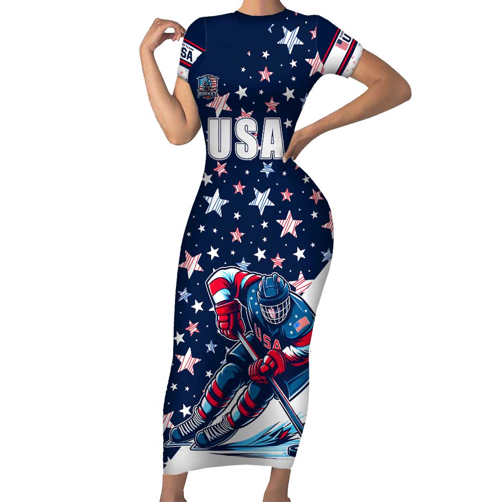 USA Hockey Short Sleeve Bodycon Dress Summer Paris 2024 - Wonder Print Shop