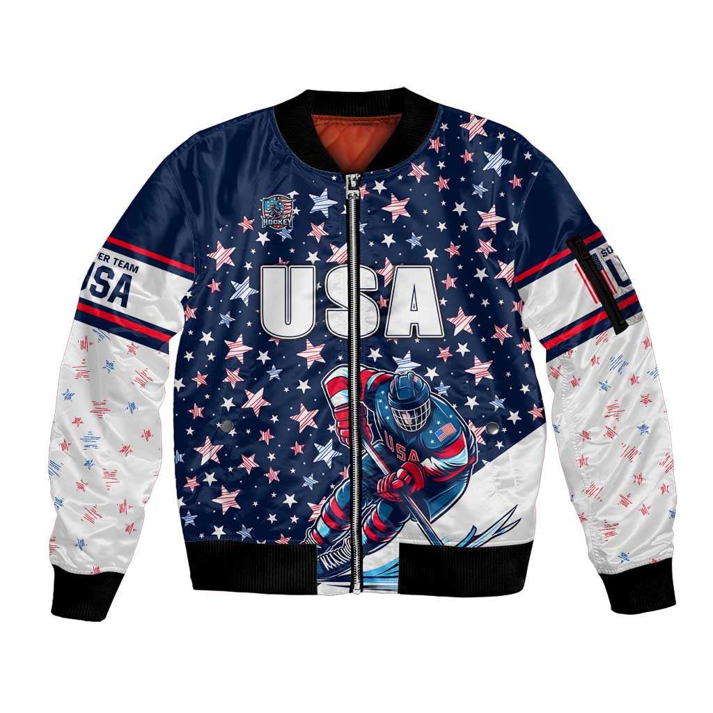 USA Hockey Sleeve Zip Bomber Jacket Summer Paris 2024 - Wonder Print Shop